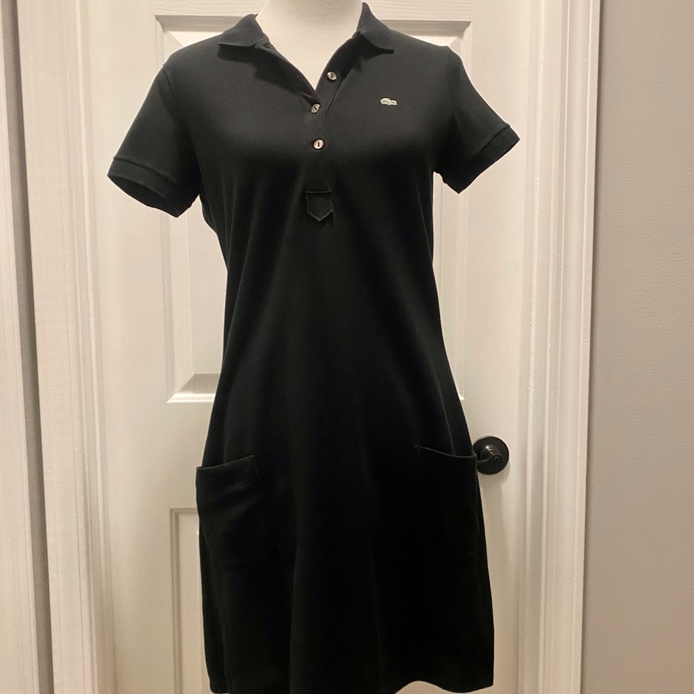 Lacoste Black knit polo dress size 42 / Medium